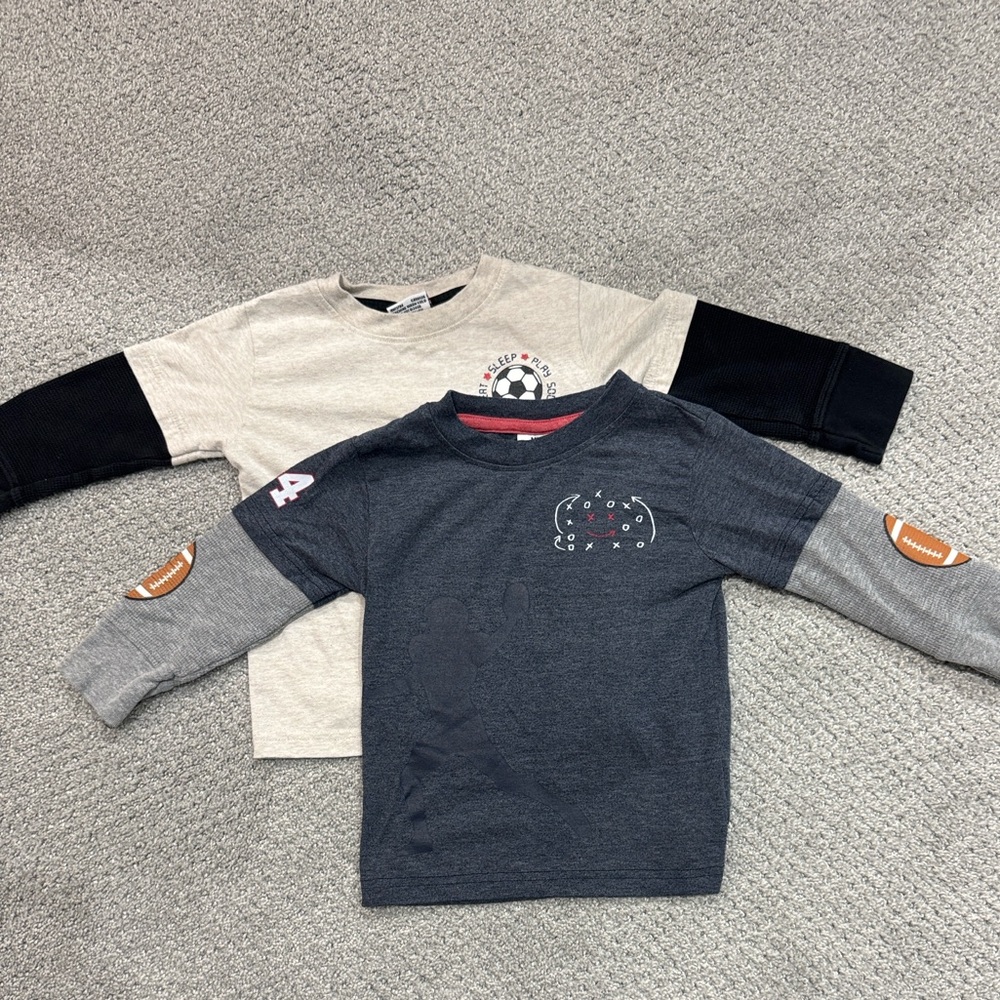 2 Little Mish boys spots Long Sleeve Tees - football and soccer